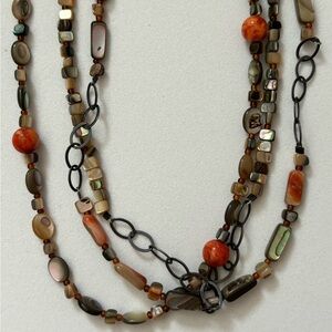 Silpada abalone coral beaded choker bib silver necklace